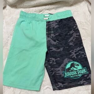 Kids' Mint and Black Swim Trunks